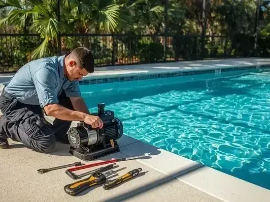 Pool service and water testing visit at a family home near Downtown Cochrane